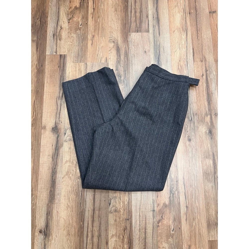 Kasper Women's Wool Blend Pinstripe Dress Pants Gray Size 14 Career Work Classic